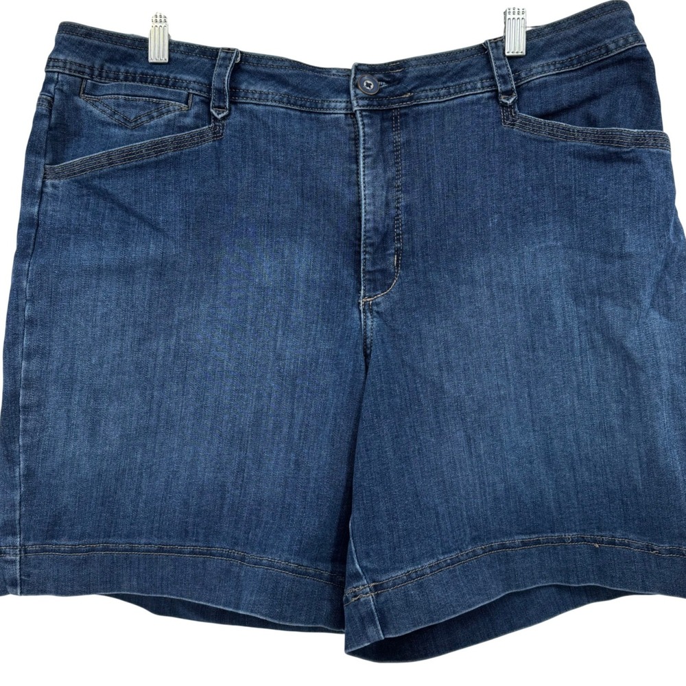 Lee Platinum Label Women Dark Wash Denim Short Sz 18 Medium Blue P050208 Stretch